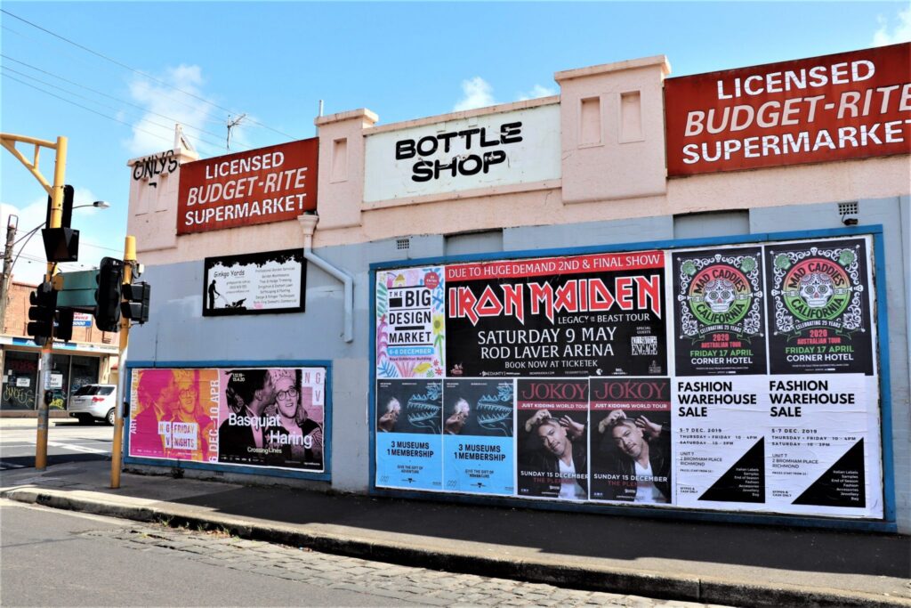 Rock Posters - NGV, Big Design Market, Iron Maiden, and other events advertised in Melbourne CBD