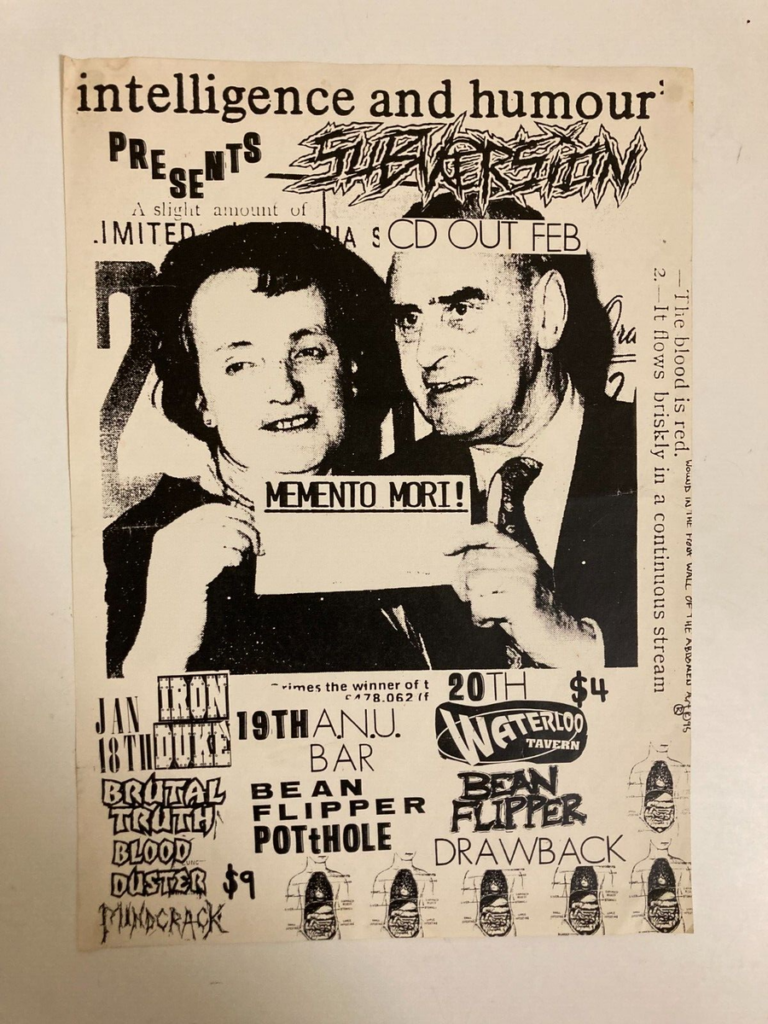 Australian Touring Punk/Rock Bands Poster 90s