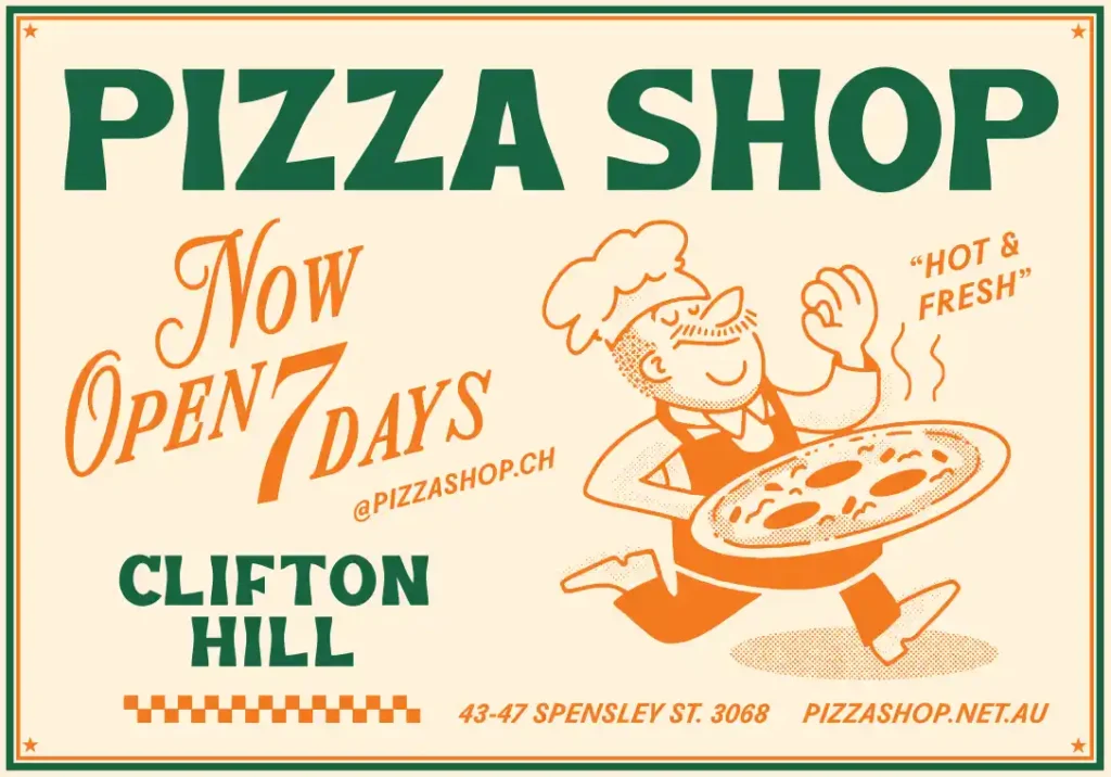 Pizza Shop Clifton Hill Street Poster