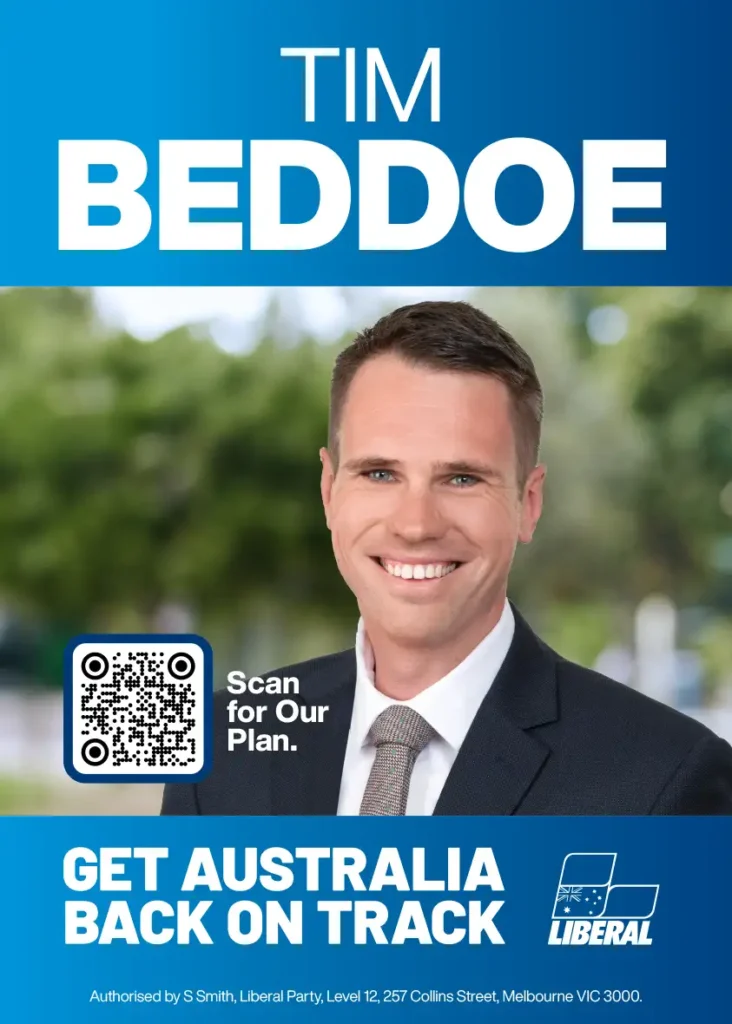 Tim Beddoe Liberal Party Street Poster
